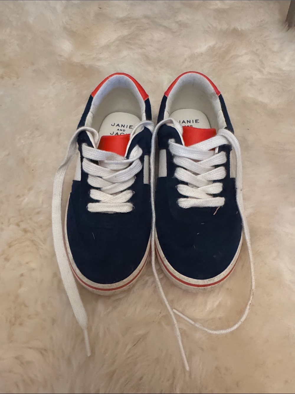 Janie and Jack Navy Sneakers with Orange Accents and White Laces